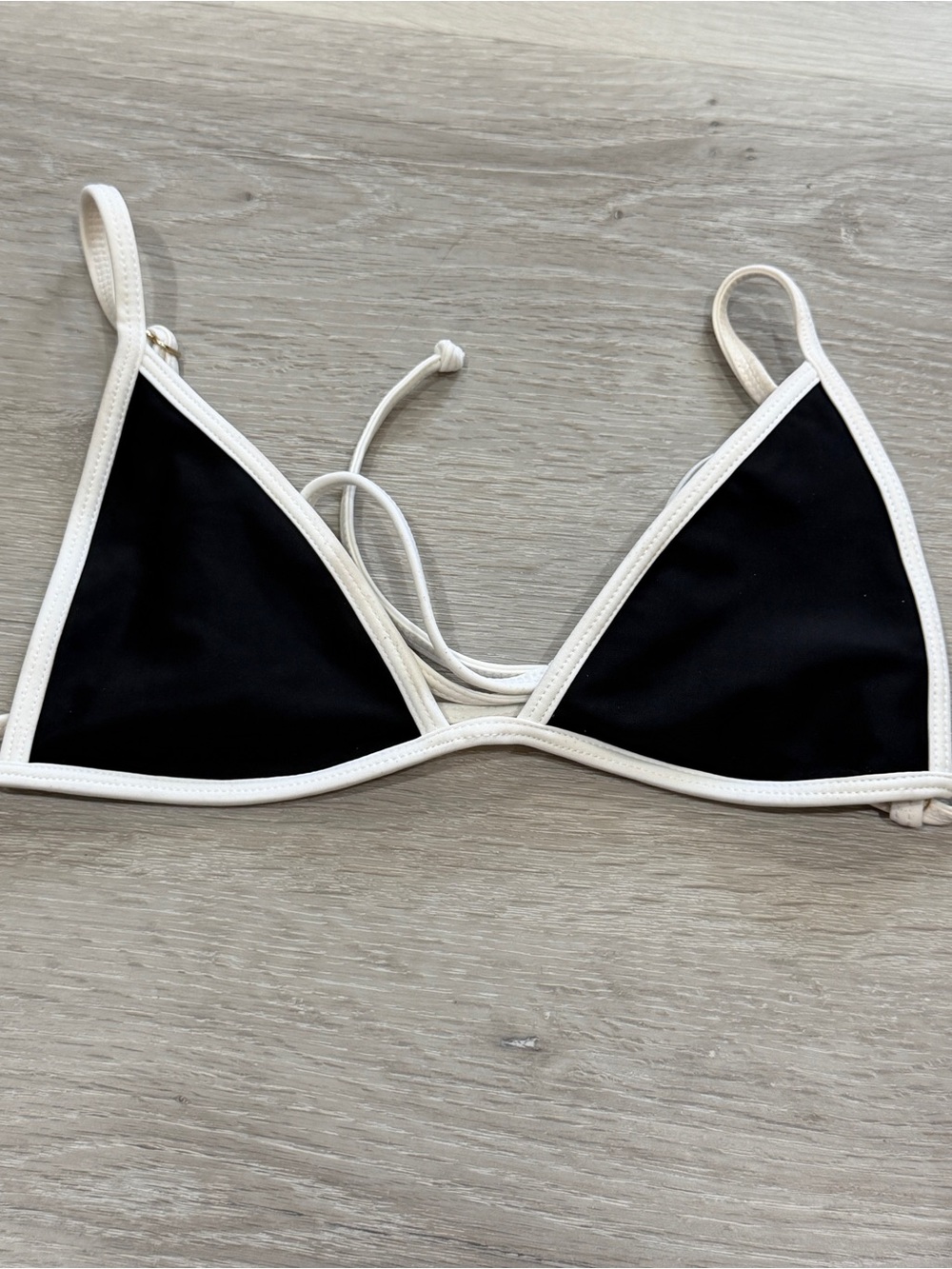 Lokelani Swimwear Women's Black Triangle Bikini Top with White Trim